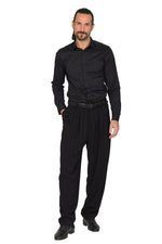 Load image into Gallery viewer, Tapered Black Striped Tango Pants With Two Inverted Pleats