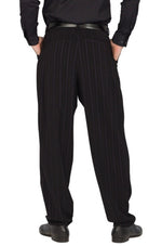 Load image into Gallery viewer, Tapered Black Striped Tango Pants With Two Inverted Pleats