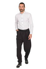 Load image into Gallery viewer, Tapered Black Thin Striped Tango Pants With Two Inverted Pleats