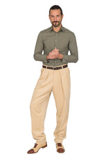 Load image into Gallery viewer, Tapered Cream Beige Corduroy Tango Pants With Two Big Pleats
