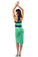 Load image into Gallery viewer, Tie Halter Neck Bright Green Fishtail Dress