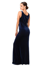 Load image into Gallery viewer, Velvet Evening Gown With Draped Back