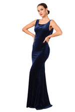 Load image into Gallery viewer, Velvet Evening Gown With Draped Back