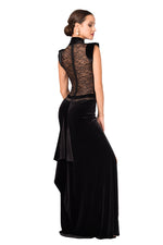 Load image into Gallery viewer, Velvet Floor-length Gown With Lace Top