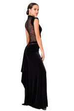 Load image into Gallery viewer, Velvet Floor-length Gown With Lace Top