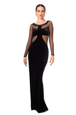 Load image into Gallery viewer, Velvet Maxi Dress with Dotted Tulle Top
