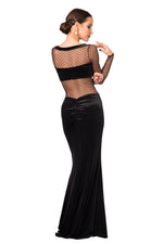 Load image into Gallery viewer, Velvet Maxi Dress with Dotted Tulle Top