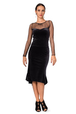 Load image into Gallery viewer, Velvet Mermaid Dress With Tulle Sleeves