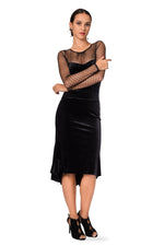 Load image into Gallery viewer, Velvet Mermaid Dress With Tulle Sleeves