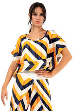 Load image into Gallery viewer, Zig-Zag Striped Boxy Co-ord Crop Top