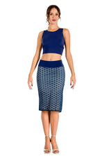 Load image into Gallery viewer, Dark Blue Lace Fishtail Tango Skirt