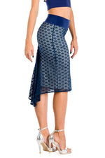 Load image into Gallery viewer, Dark Blue Lace Fishtail Tango Skirt