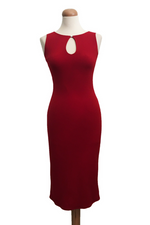Load image into Gallery viewer, Elegant Tango Dress with Draped Lace Back - Red with Jewels
