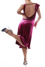 Load image into Gallery viewer, Argentine tango dress in fuchsia velvet