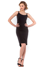 Load image into Gallery viewer, Black Fishtail Tango Dress with Spaghetti Straps