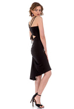 Load image into Gallery viewer, Black Fishtail Tango Dress with Spaghetti Straps