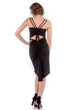 Load image into Gallery viewer, Black Fishtail Tango Dress with Spaghetti Straps