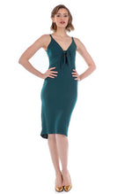 Load image into Gallery viewer, Fishtail Tango Dress With Front Knot - forest green