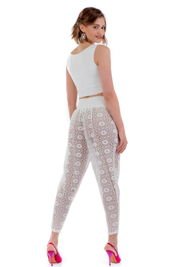 Off-white Sheer Laced Tango Pants