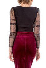 Load image into Gallery viewer, Black Top with Topped Shoulders