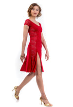 Load image into Gallery viewer, Red Elegant Tango Dress With Lace Back & Sides
