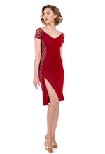 Load image into Gallery viewer, Burgundy Elegant Tango Dress With Lace Back & Sides