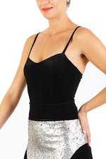 Load image into Gallery viewer, Black Velvet Tango Top with Spaghetti Straps