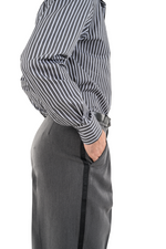 Load image into Gallery viewer, Grey Tango Pants With Three Pleats &amp; Side Stripe
