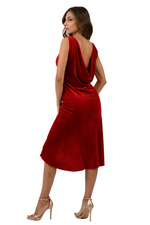 Load image into Gallery viewer, Velvet Tango Dress with Draped Back &amp; Sparkling Strap
