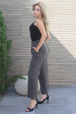 Load image into Gallery viewer, Pinstriped Tapered Tailored Pants
