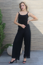 Load image into Gallery viewer, Black Lace Wide Legged Lined Pants
