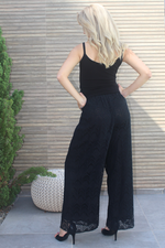 Load image into Gallery viewer, Black Lace Wide Legged Lined Pants
