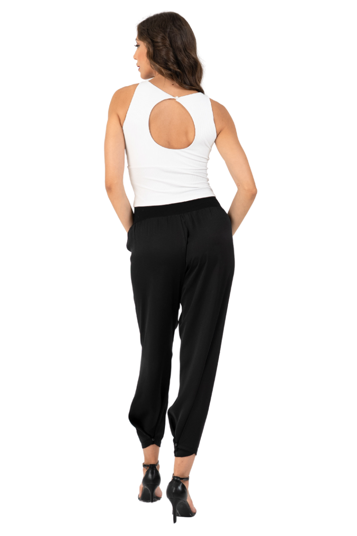 Ribbed White Keyhole Back Sleeveless Crop Top (S,M)