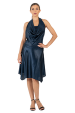 Load image into Gallery viewer, Draped Fluid Halter Handkerchief Tango Dress (S)