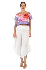 Load image into Gallery viewer, Floral Print Boxy Top With Lilac Trim (S)