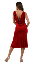 Load image into Gallery viewer, Velvet Tango Dress with Draped Back &amp; Sparkling Strap
