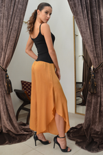 Load image into Gallery viewer, Mustard Yellow Asymmetric Satin Tango Pants
