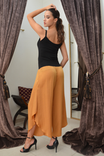 Load image into Gallery viewer, Mustard Yellow Asymmetric Satin Tango Pants
