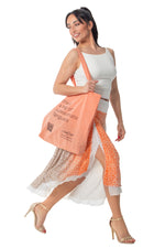 Load image into Gallery viewer, Orange Airbrushed Animal Print Two-layer Georgette Dance Skirt
