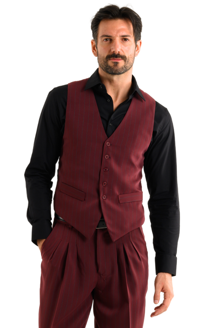 Burgundy Striped Men's Tango Vest