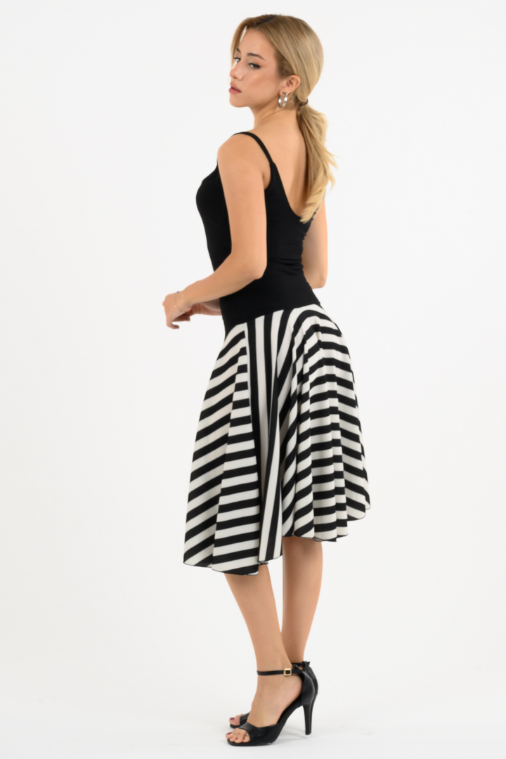 Black & White Striped Swing Skirt