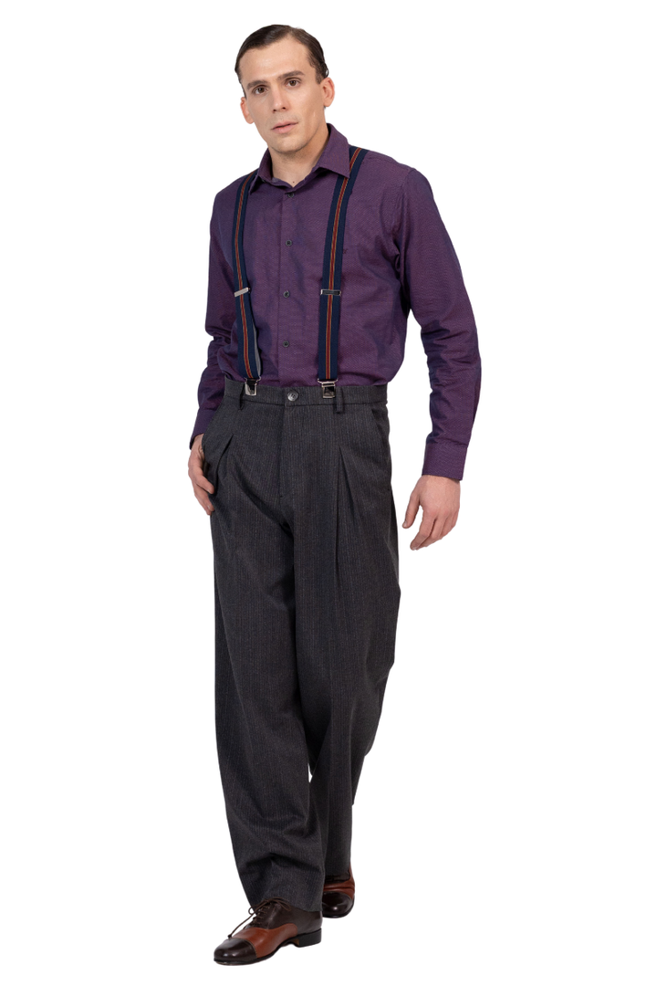 Charcoal Men's Tango Pants With Front And Back Pleat