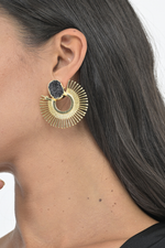 Load image into Gallery viewer, Serena Black Natural Stone Tango Earrings
