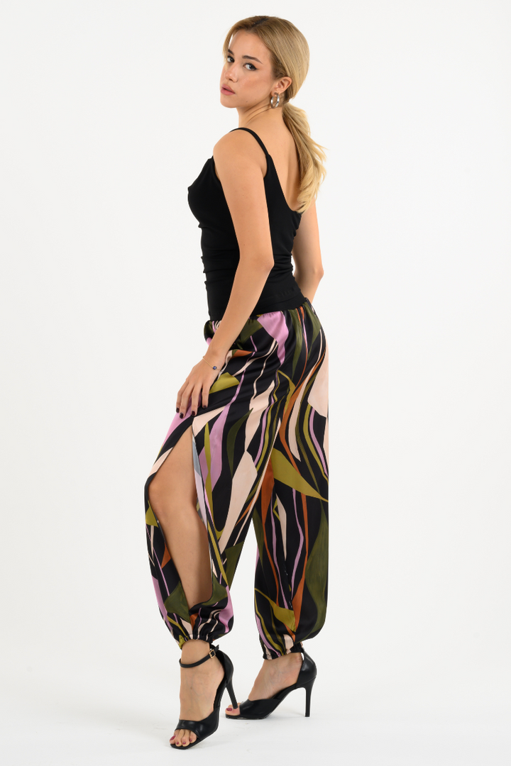 Abstract Print Babucha Tango Pants With Slits