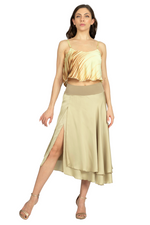 Load image into Gallery viewer, Two-layered Satin Dance Skirt (S) (Burgundy)
