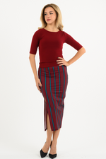 Load image into Gallery viewer, Burgundy Striped Pencil Skirt
