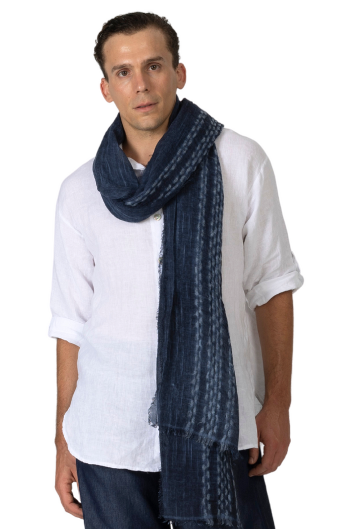 Dark Blue Lightweight Gauze Men's Scarf