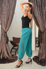 Load image into Gallery viewer, Green Babucha Tango Pants With Slits
