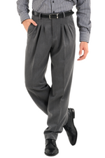 Load image into Gallery viewer, Grey Tango Pants With Three Pleats &amp; Side Stripe
