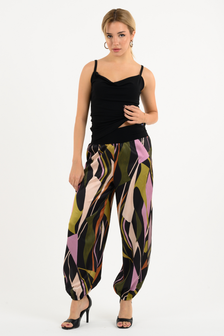 Abstract Print Babucha Tango Pants With Slits